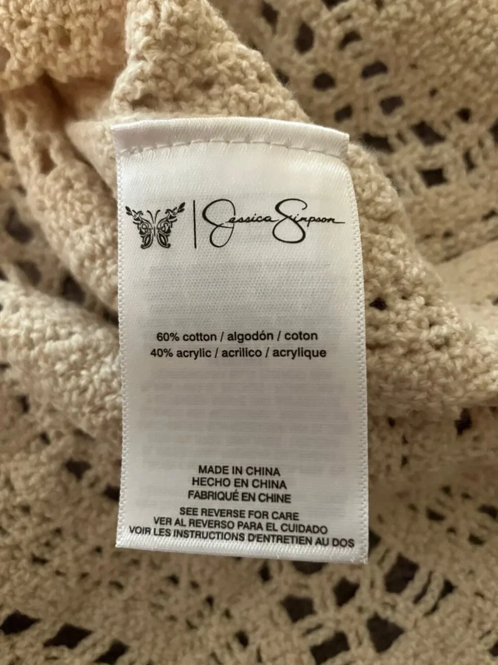 JESSICA SIMPSON - Beige crochet cropped sweater - Medium - Picture 6 of 6